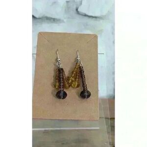 Orange and Purple Beaded Drop Earrings